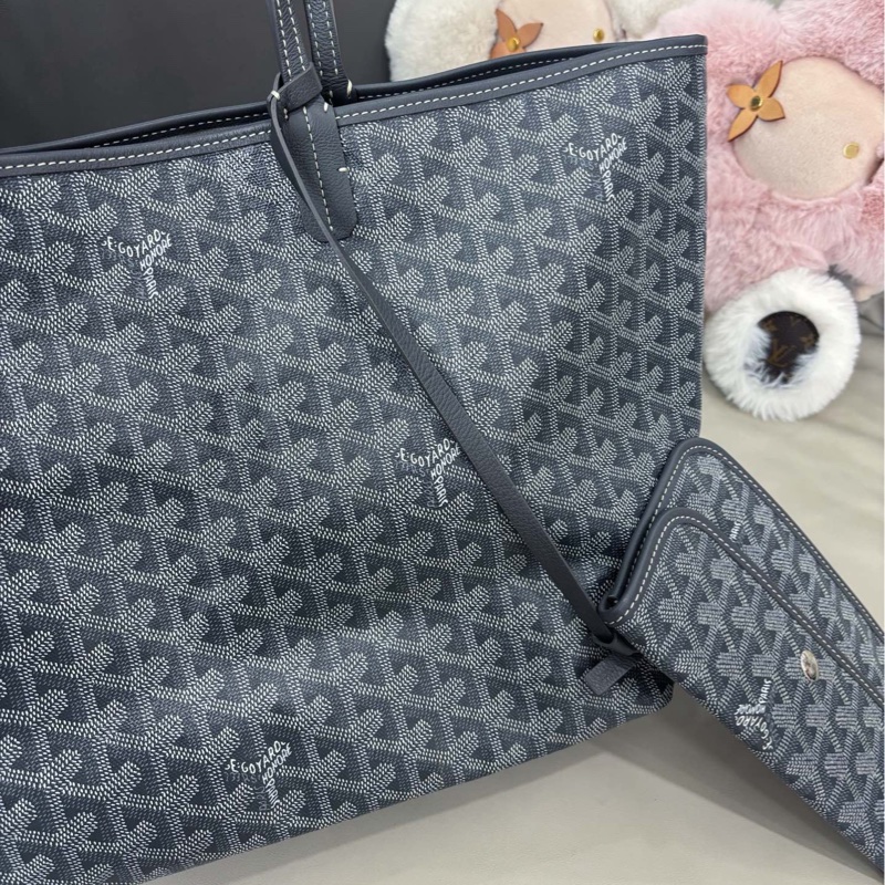 【近新閒置品】Goyard 灰色小號手提單肩包托特包tote購物袋-3