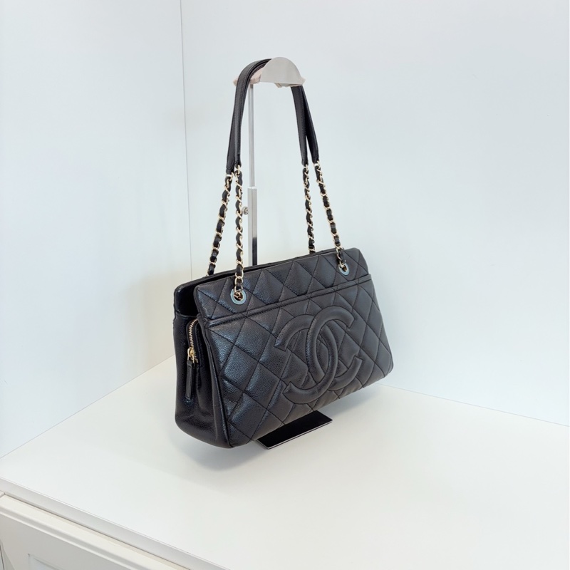 Chanel 香奈兒 黑金荔枝牛皮-1