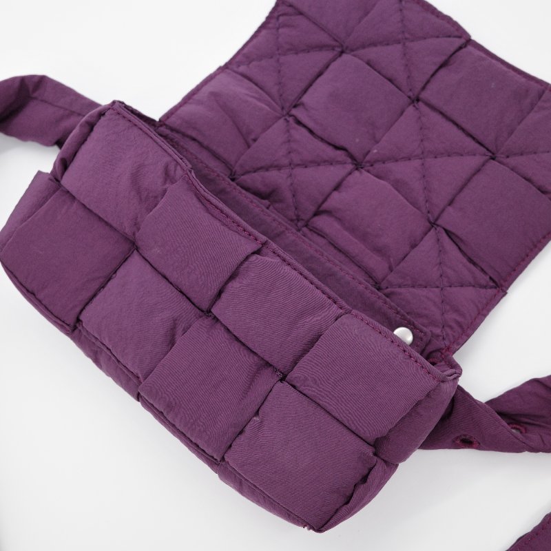 Bottega Veneta寶緹嘉 Padded Tech Cassette 深紫色 尼龍 斜背編織包-5