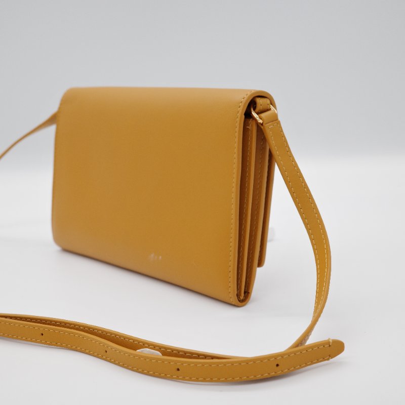 Burberry巴寶莉 Hazelmere 經典LOGO 芥末黃 牛皮 鏈帶 斜背包 手拿包 錢包-3