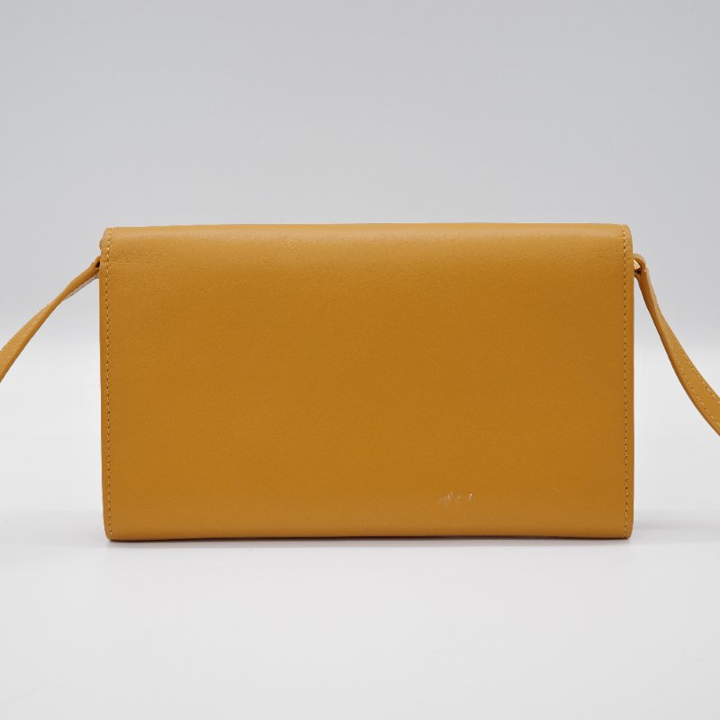 Burberry巴寶莉 Hazelmere 經典LOGO 芥末黃 牛皮 鏈帶 斜背包 手拿包 錢包-4