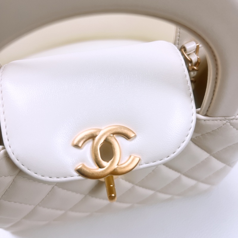 全新 Chanel 26c 大kelly 19 奶油白/淺杏色-9