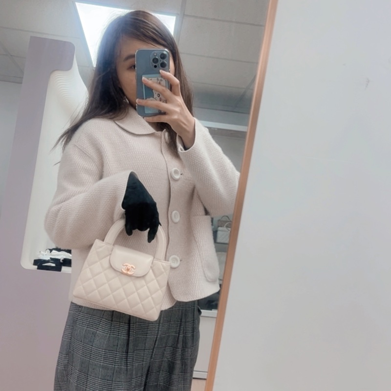 全新 Chanel 26c 大kelly 19 奶油白/淺杏色-10