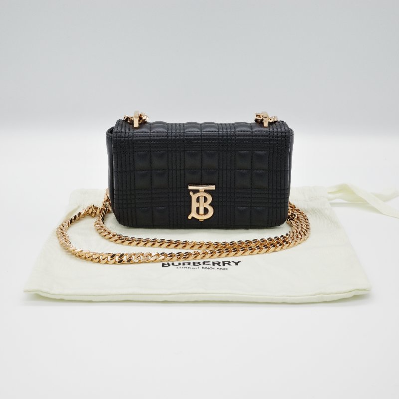Burberry 巴寶莉 Lola mini 經典黑色 羊皮 鍊條包 斜背包 蘿拉包-0
