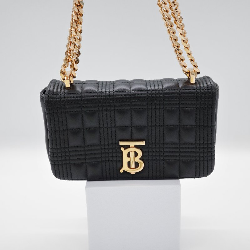 Burberry 巴寶莉 Lola mini 經典黑色 羊皮 鍊條包 斜背包 蘿拉包-1