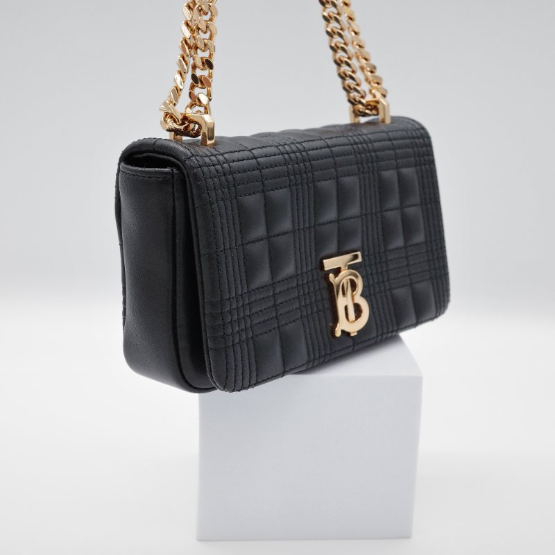 Burberry 巴寶莉 Lola mini 經典黑色 羊皮 鍊條包 斜背包 蘿拉包-2