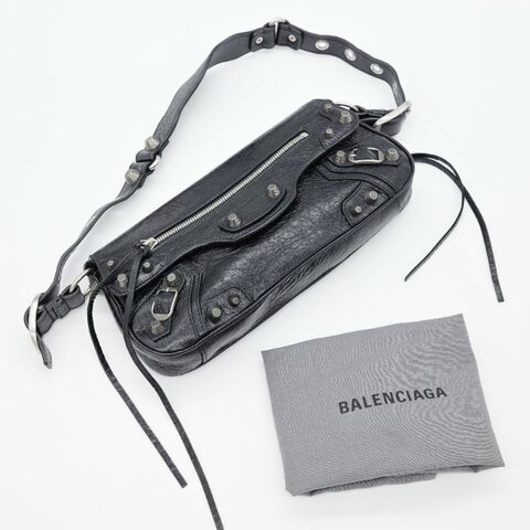 Balenciaga巴黎世家 Le Cagole XS 黑色 羊皮 單肩包 機車包