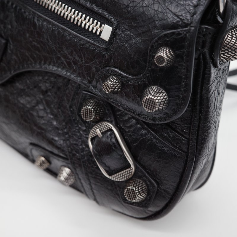Balenciaga巴黎世家 Le Cagole XS 黑色 羊皮 單肩包 機車包-9