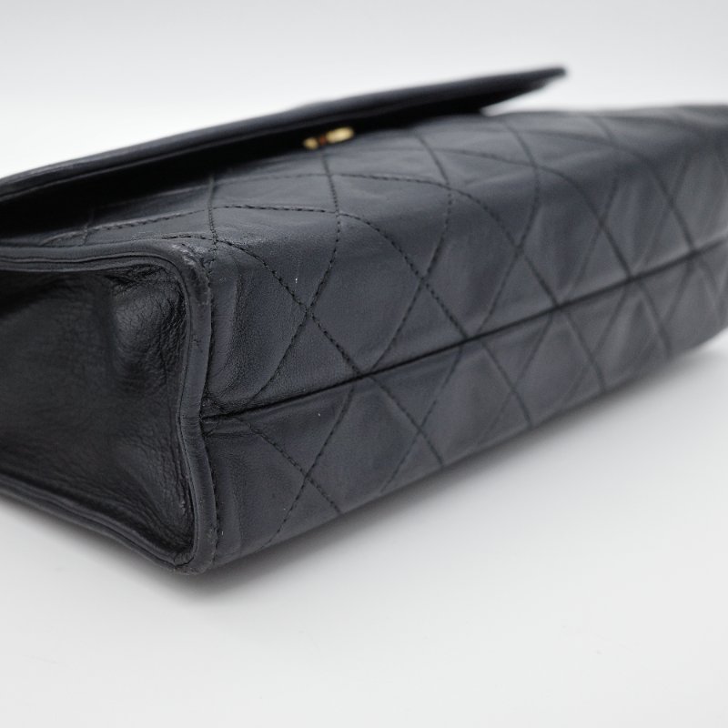 Chanel香奈兒 菱格紋 黑色 羊皮 流蘇鍊條肩背包-5