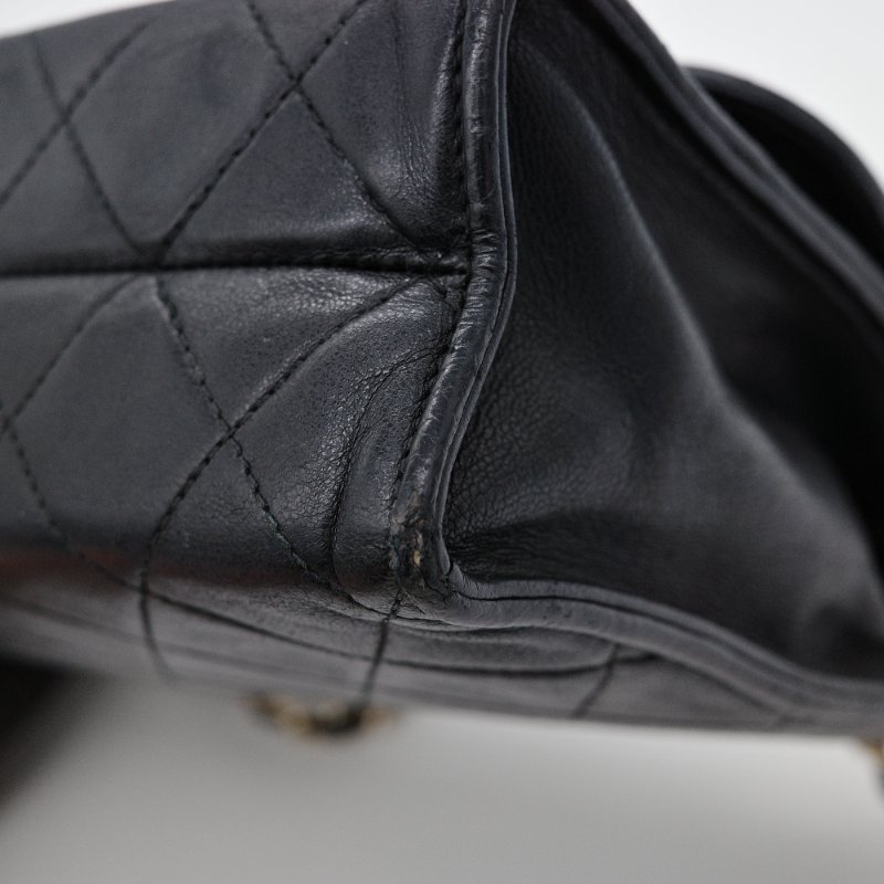 Chanel香奈兒 菱格紋 黑色 羊皮 流蘇鍊條肩背包-7