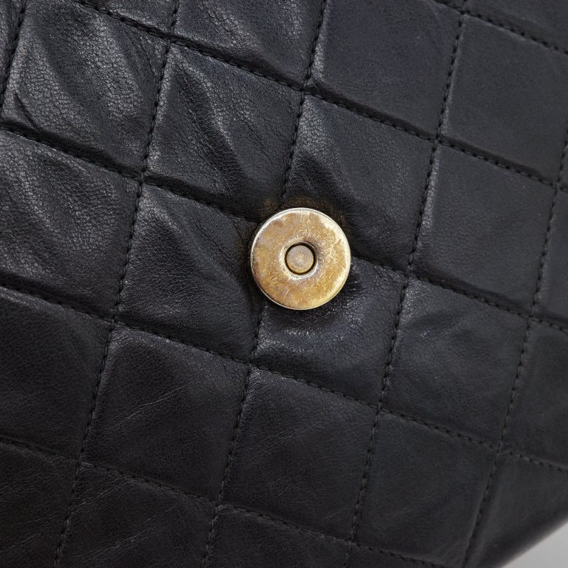 Chanel香奈兒 菱格紋 黑色 羊皮 流蘇鍊條肩背包-11