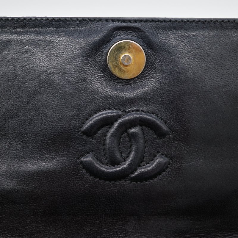 Chanel香奈兒 菱格紋 黑色 羊皮 流蘇鍊條肩背包-12