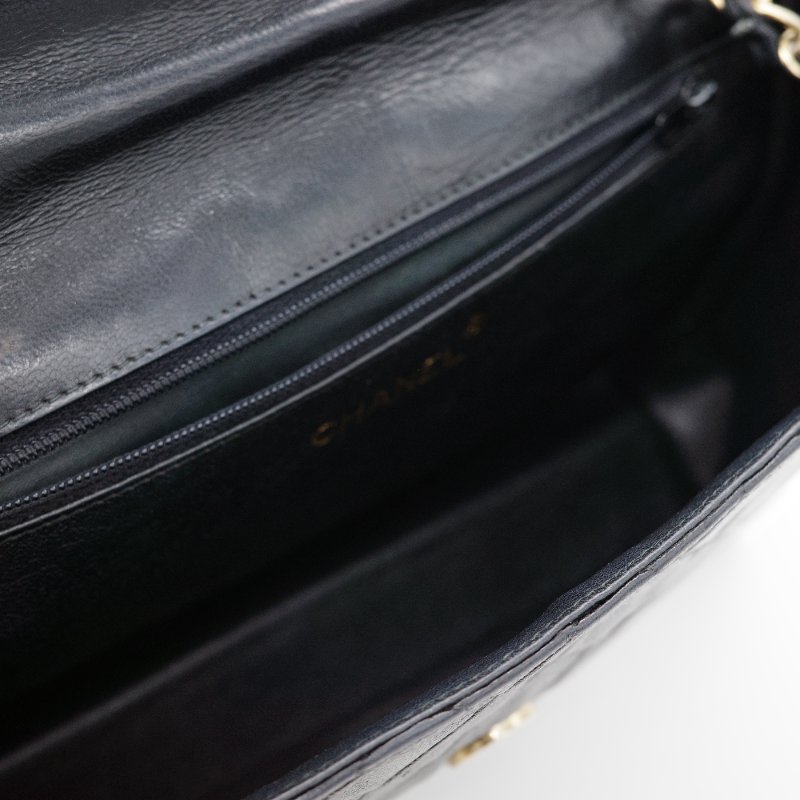 Chanel香奈兒 菱格紋 黑色 羊皮 流蘇鍊條肩背包-13