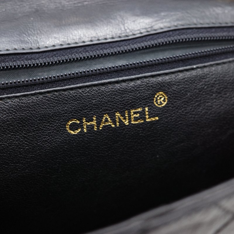 Chanel香奈兒 菱格紋 黑色 羊皮 流蘇鍊條肩背包-14