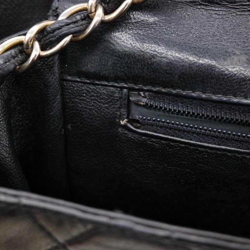 Chanel香奈兒 菱格紋 黑色 羊皮 流蘇鍊條肩背包-16