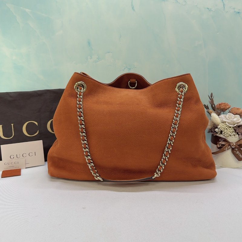 GUCCI Soho麂皮流蘇鏈帶托特包-1