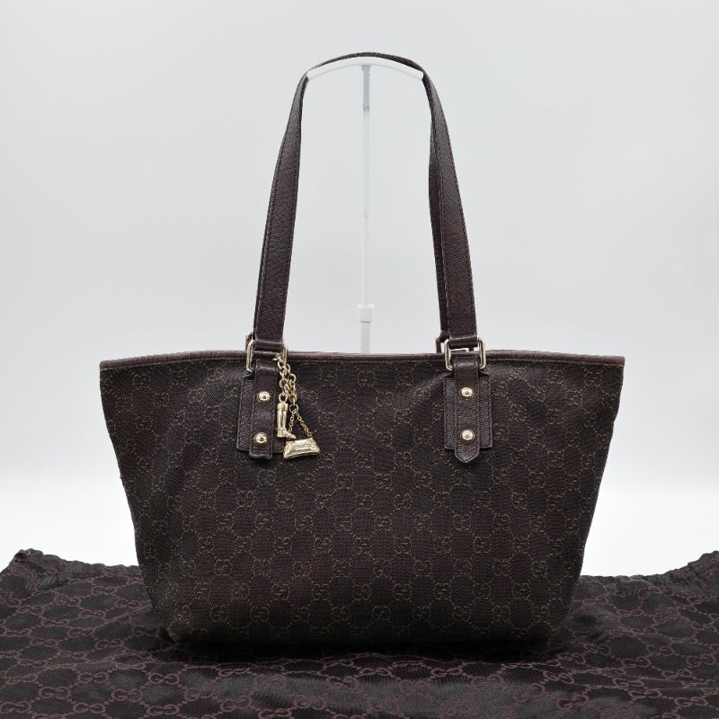 Gucci 古馳 復古 老花 棕色 帆布 托特包-0