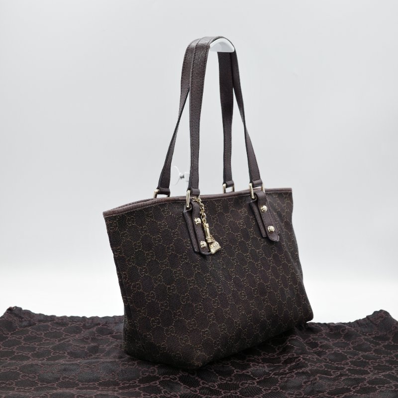 Gucci 古馳 復古 老花 棕色 帆布 托特包-1