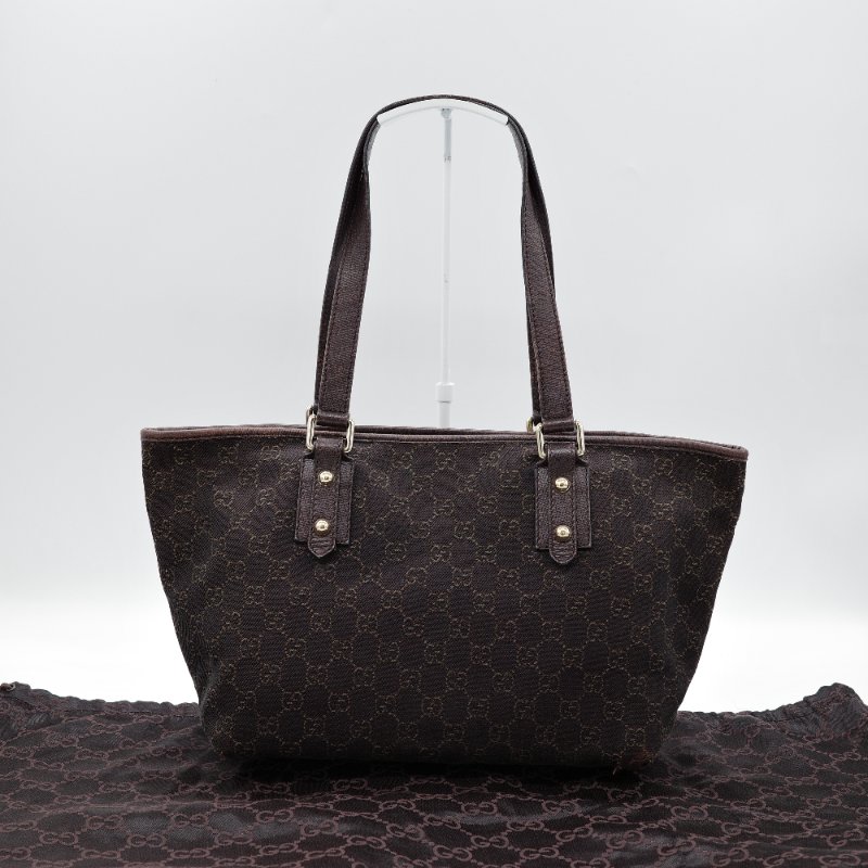 Gucci 古馳 復古 老花 棕色 帆布 托特包-2