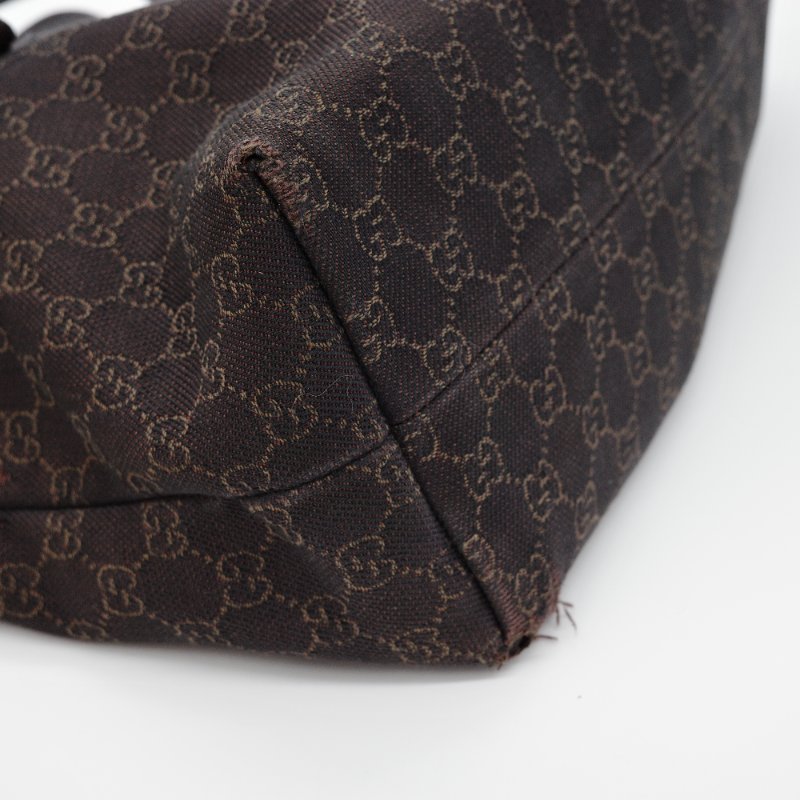 Gucci 古馳 復古 老花 棕色 帆布 托特包-4