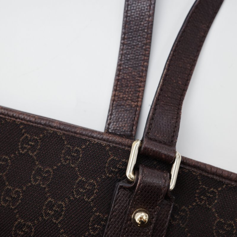 Gucci 古馳 復古 老花 棕色 帆布 托特包-16