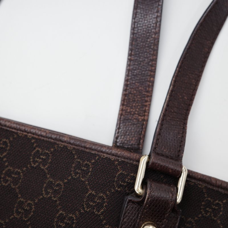 Gucci 古馳 復古 老花 棕色 帆布 托特包-17
