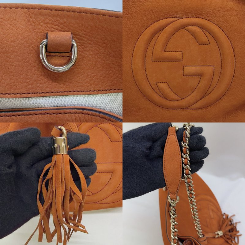 GUCCI Soho麂皮流蘇鏈帶托特包-6