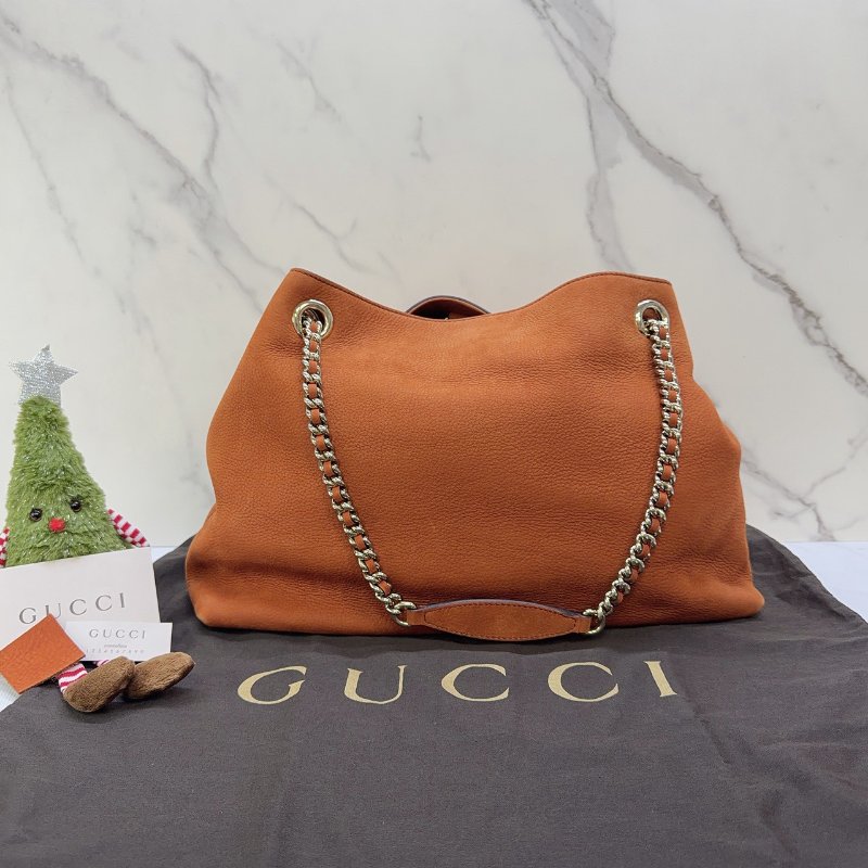GUCCI Soho麂皮流蘇鏈帶托特包-1