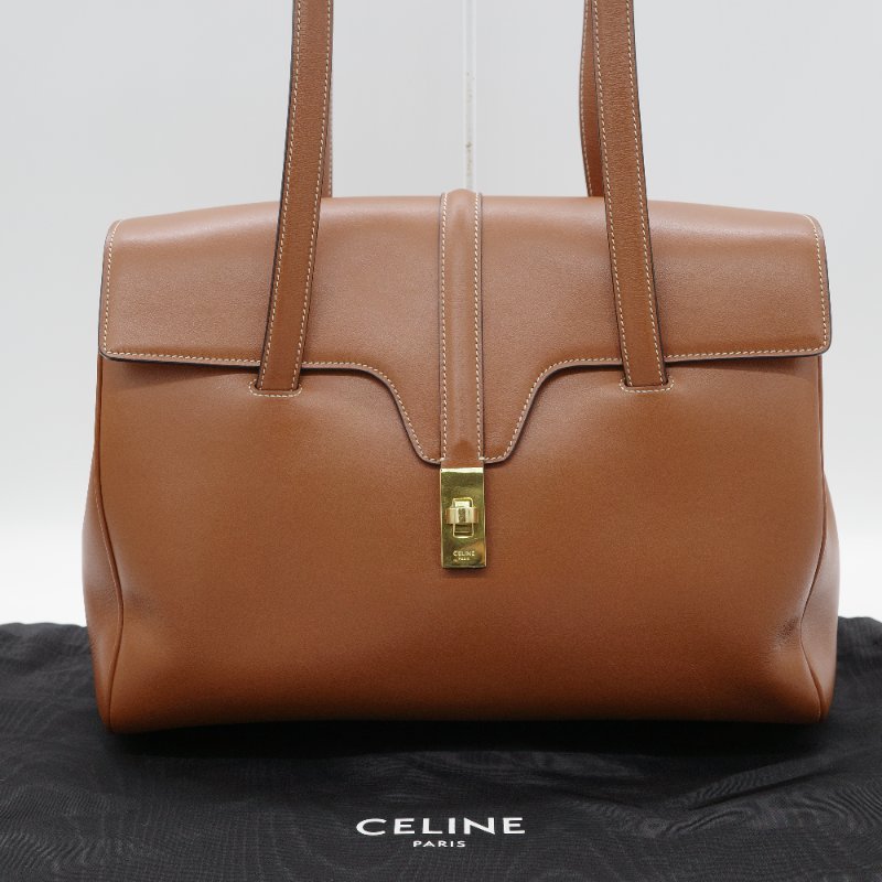 Celine 思琳 Soft 16 Medium 棕褐色 光滑小牛皮 托特包 通勤包 肩背包-1