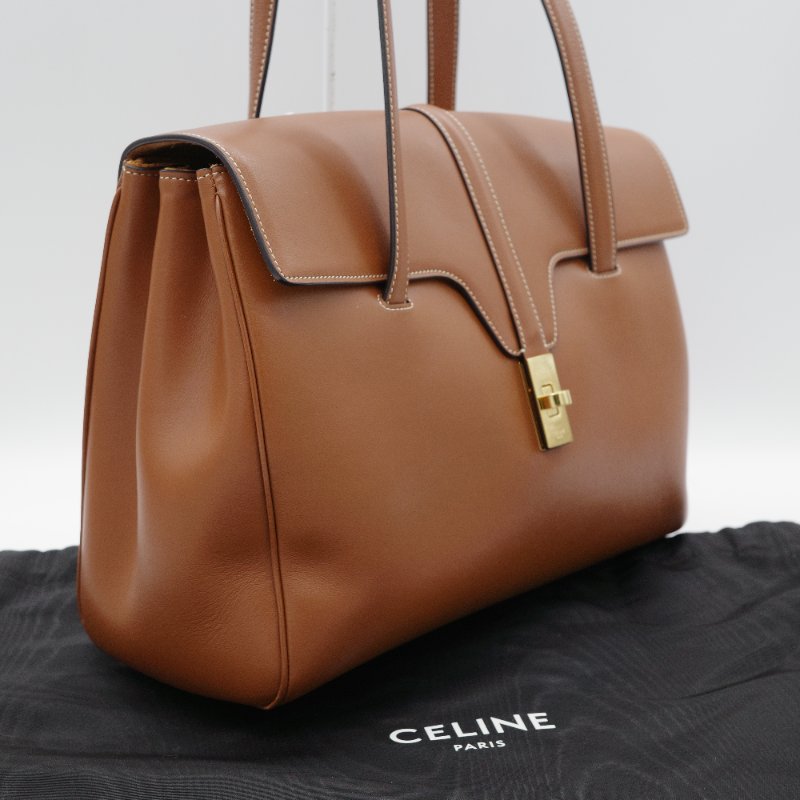 Celine 思琳 Soft 16 Medium 棕褐色 光滑小牛皮 托特包 通勤包 肩背包-4