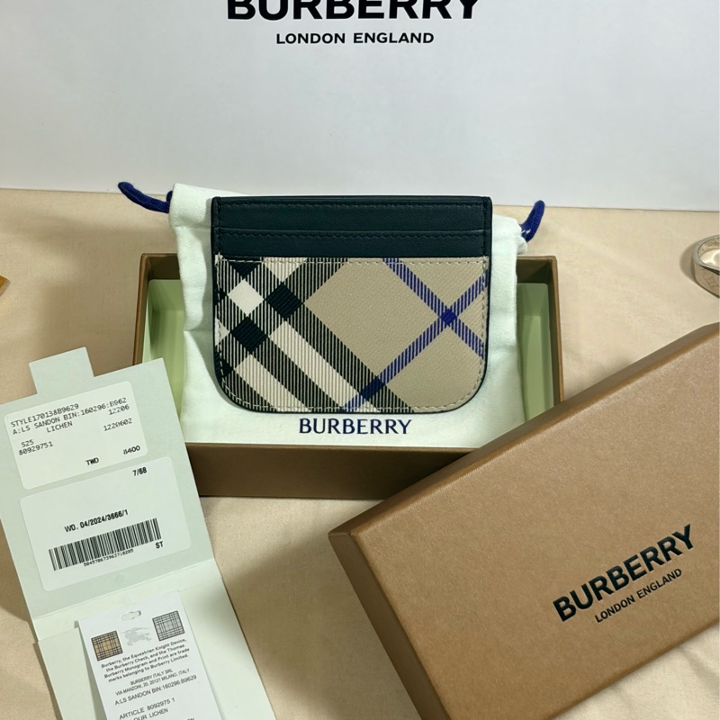🎁全新盒裝 2025新款全台最甜 Burberry 巴寶莉 灰格紋5卡名片夾 卡夾-1