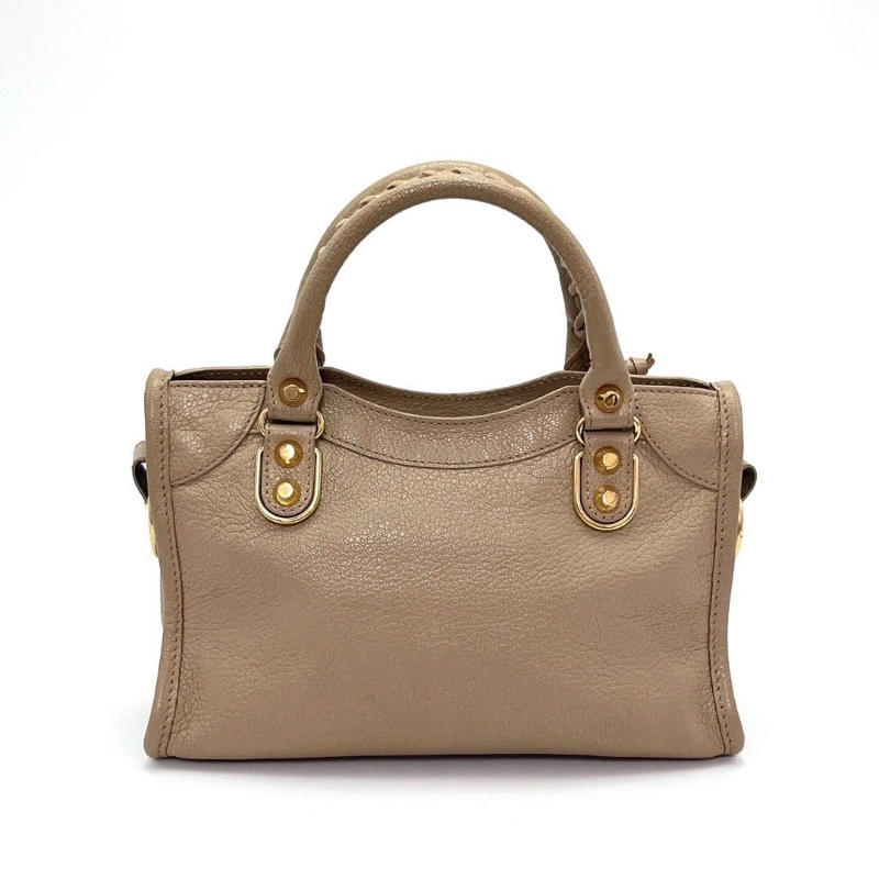 BALENCIAGA棕色金扣 Lecity mini手提機車24*15*9 98新配件塵袋鏡子-2