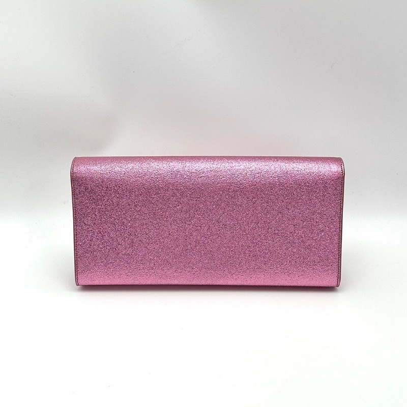 YSL經典粉色亮片金扣晚宴手包27*13*4 98新配件塵袋-1