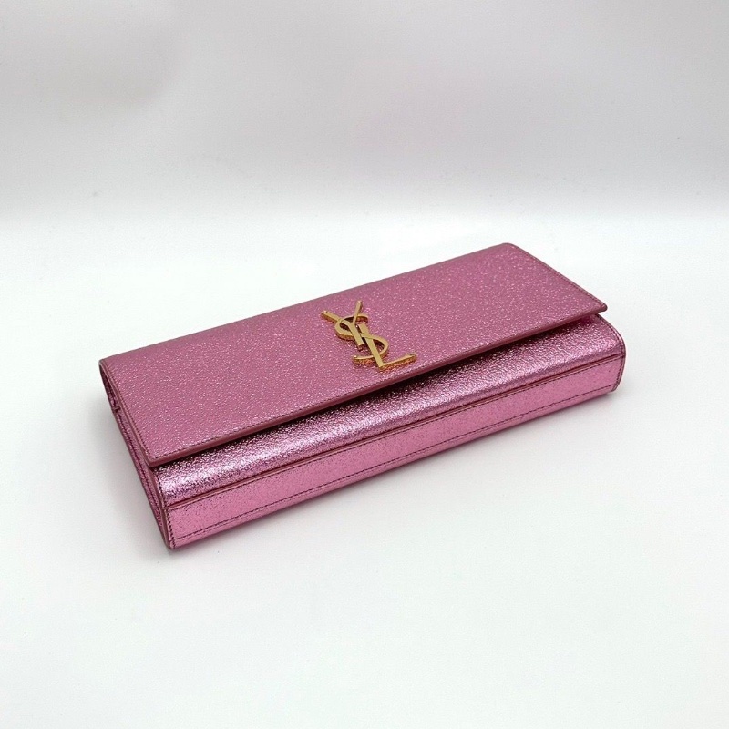 YSL經典粉色亮片金扣晚宴手包27*13*4 98新配件塵袋-2