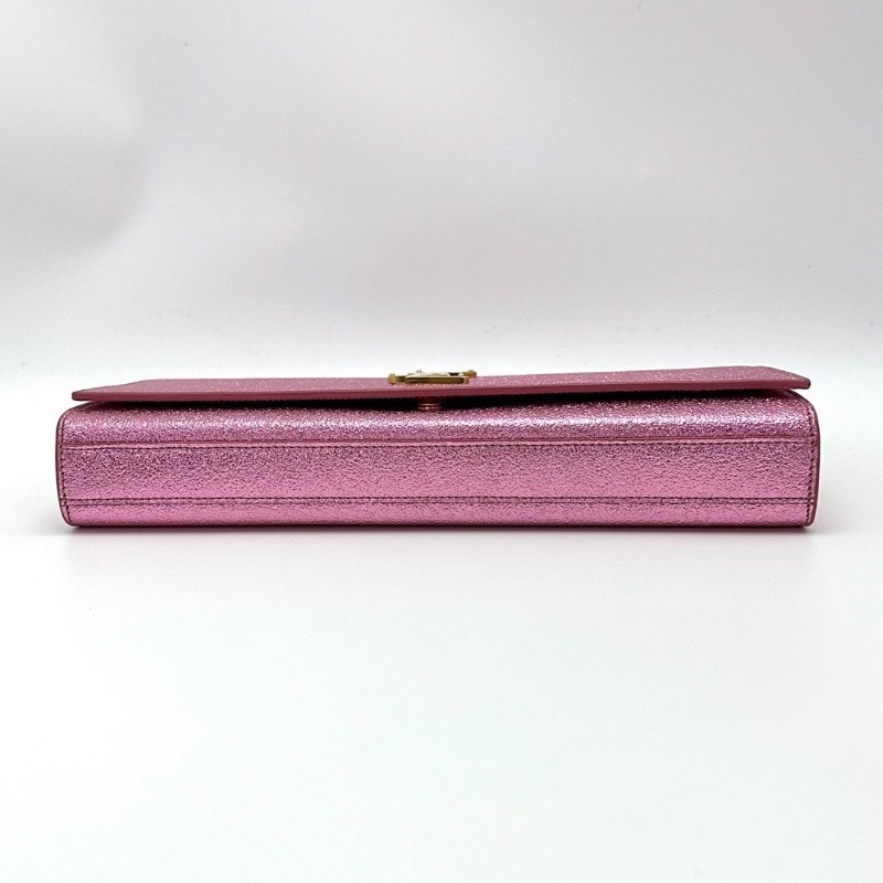 YSL經典粉色亮片金扣晚宴手包27*13*4 98新配件塵袋-3