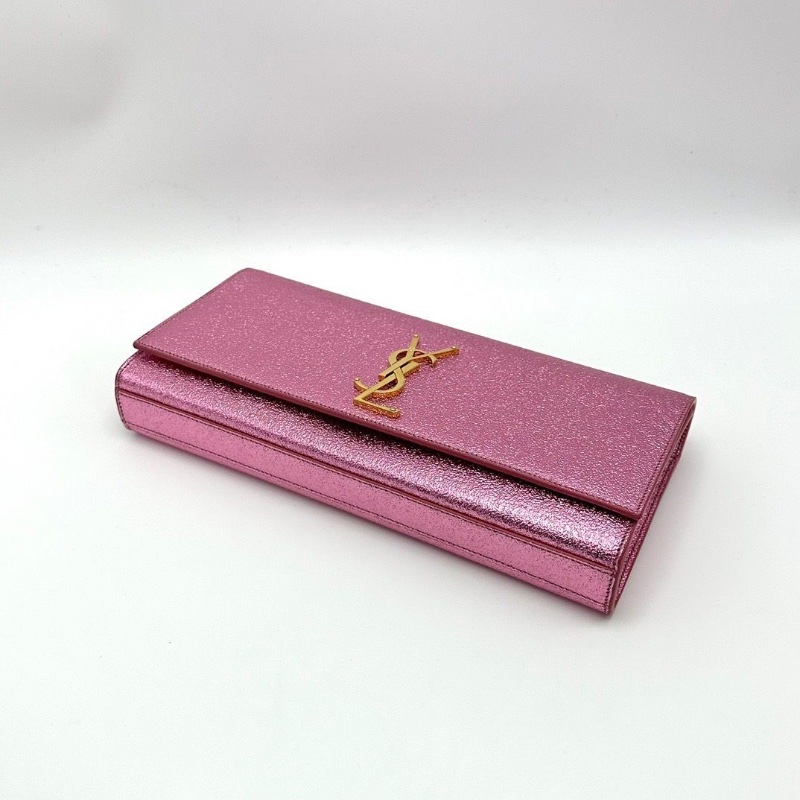 YSL經典粉色亮片金扣晚宴手包27*13*4 98新配件塵袋-4