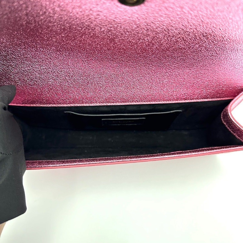 YSL經典粉色亮片金扣晚宴手包27*13*4 98新配件塵袋-5