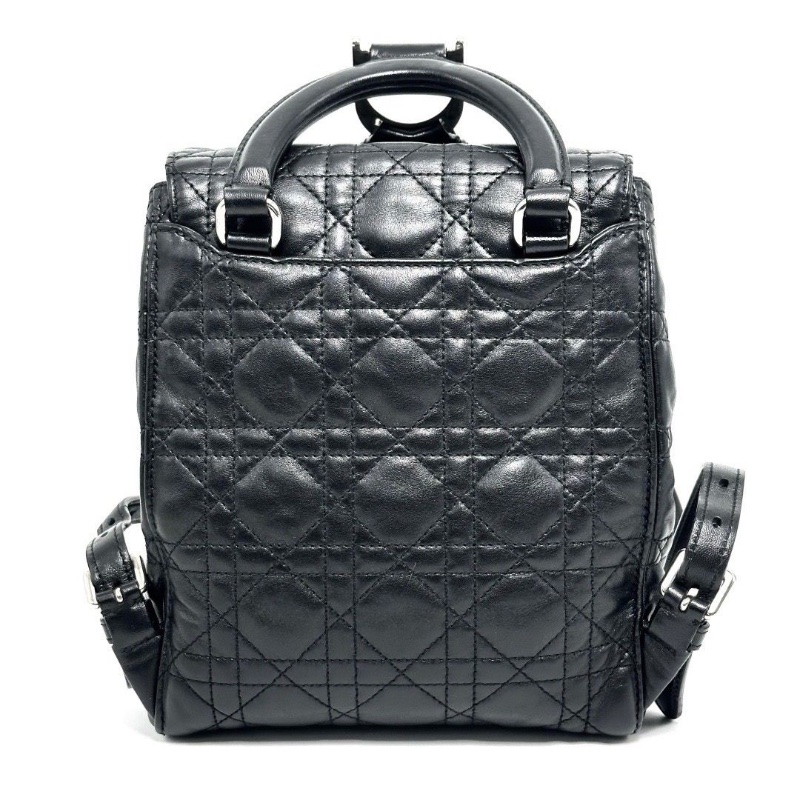 DIOR黑銀菱格紋後背包18*22*11 98新配件塵袋-2