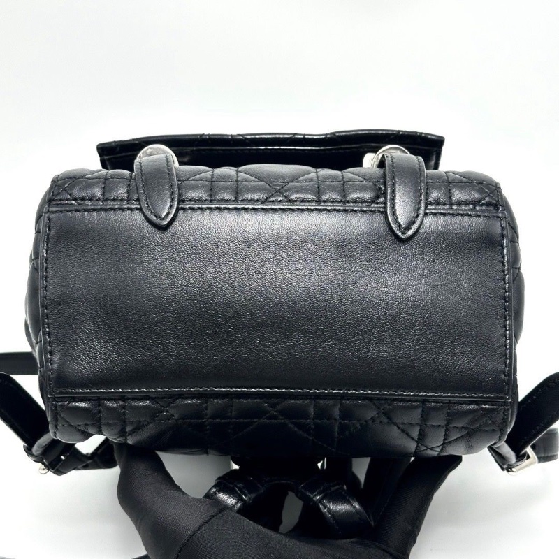 DIOR黑銀菱格紋後背包18*22*11 98新配件塵袋-5