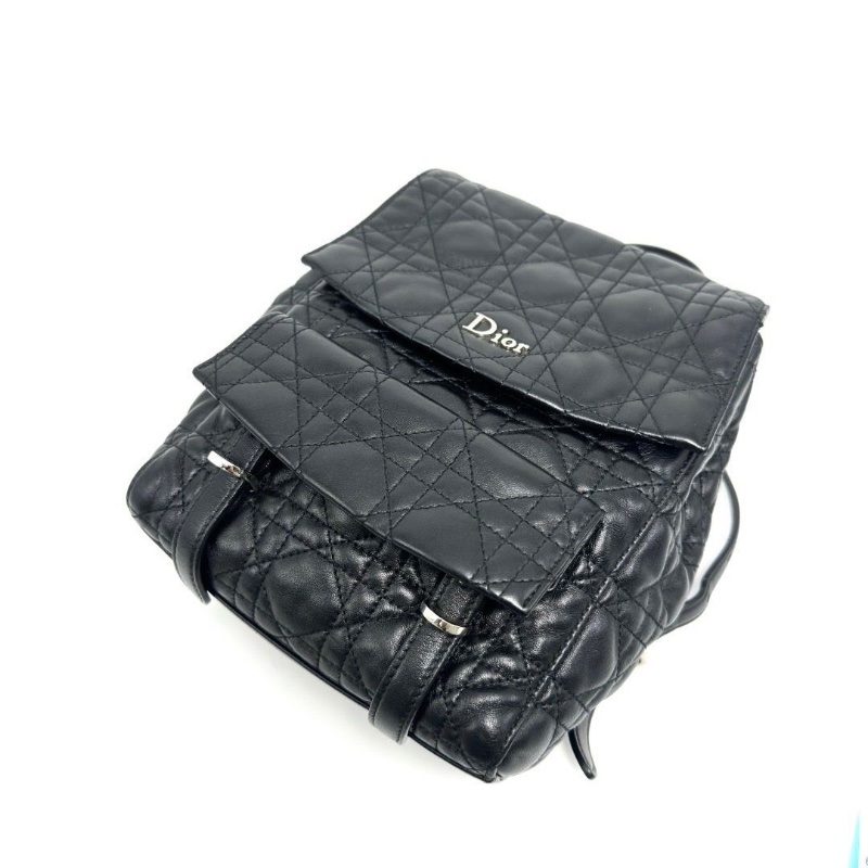 DIOR黑銀菱格紋後背包18*22*11 98新配件塵袋-6