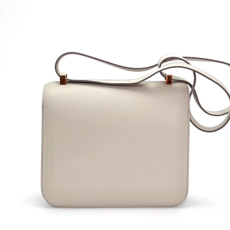 HERMES 珍珠灰金扣康康24肩背斜背包24*18.5*6 98新配件盒子塵袋-2