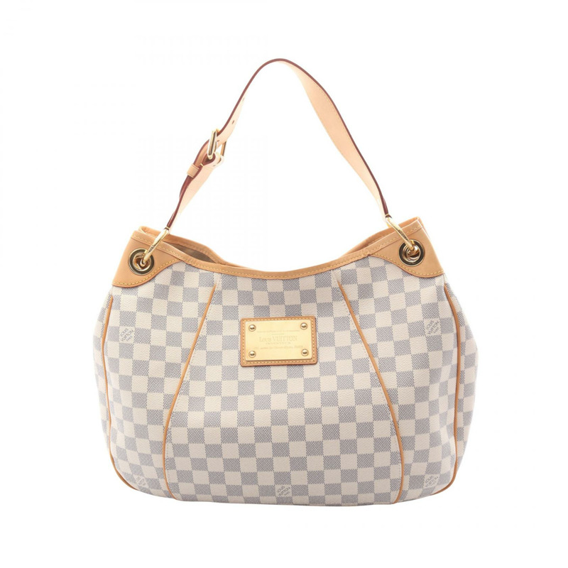 路易威登 Galliera PM 單肩包 N55215 Damier Azur 皮革 白色 二手 LV-0