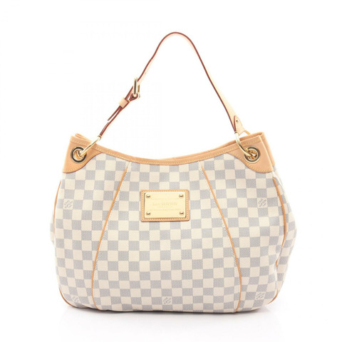 路易威登 Galliera PM 單肩包 N55215 Damier Azur 皮革 白色 二手 LV