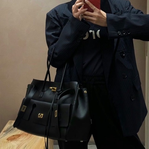 BALENCIAGA Bel Air 中號黑金手提肩背包 36*25*14 98新配件塵袋