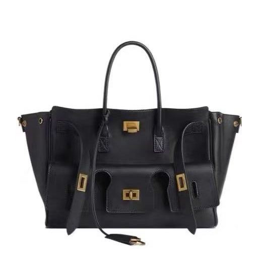 BALENCIAGA Bel Air 中號黑金手提肩背包 36*25*14 全新配件紙盒塵袋-0