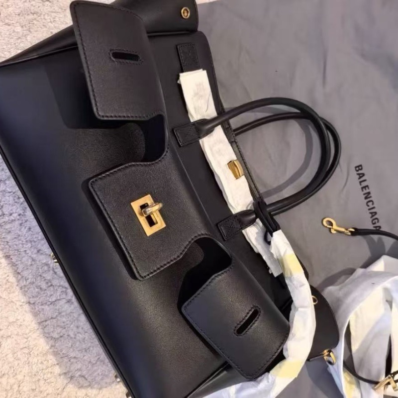 BALENCIAGA Bel Air 中號黑金手提肩背包 36*25*14 全新配件紙盒塵袋-3