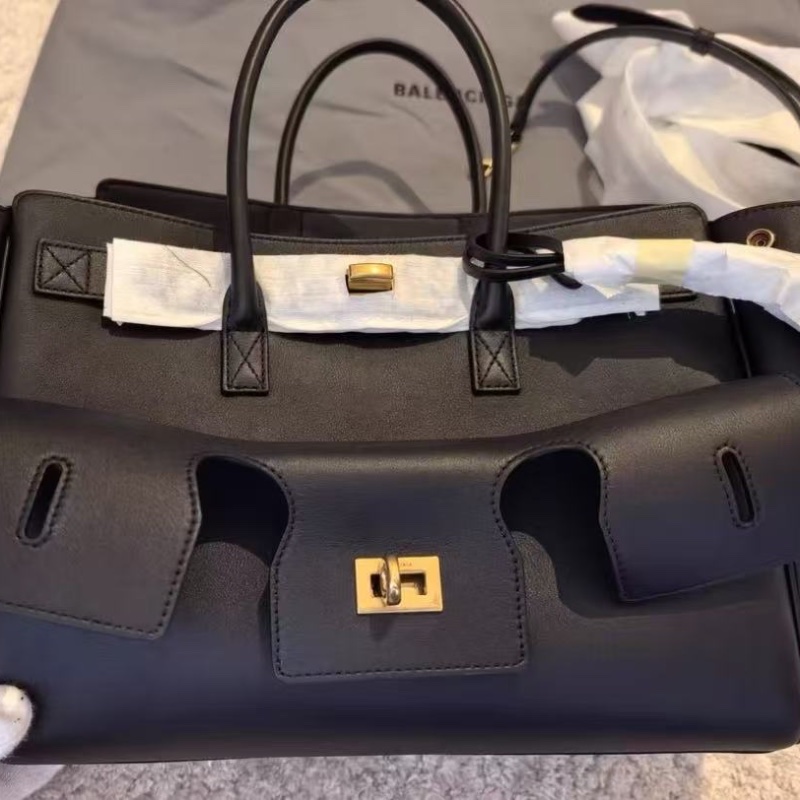 BALENCIAGA Bel Air 中號黑金手提肩背包 36*25*14 全新配件紙盒塵袋-4