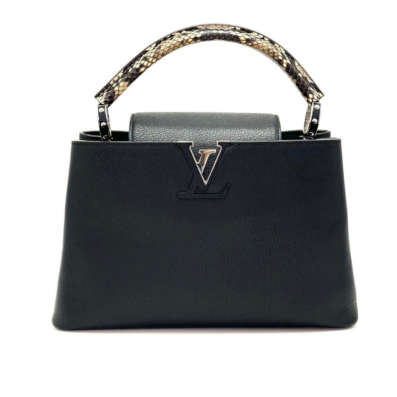 LV Capucines中號黑銀蛇皮手柄手提肩背包31*19.5*11 98新配件塵袋-3