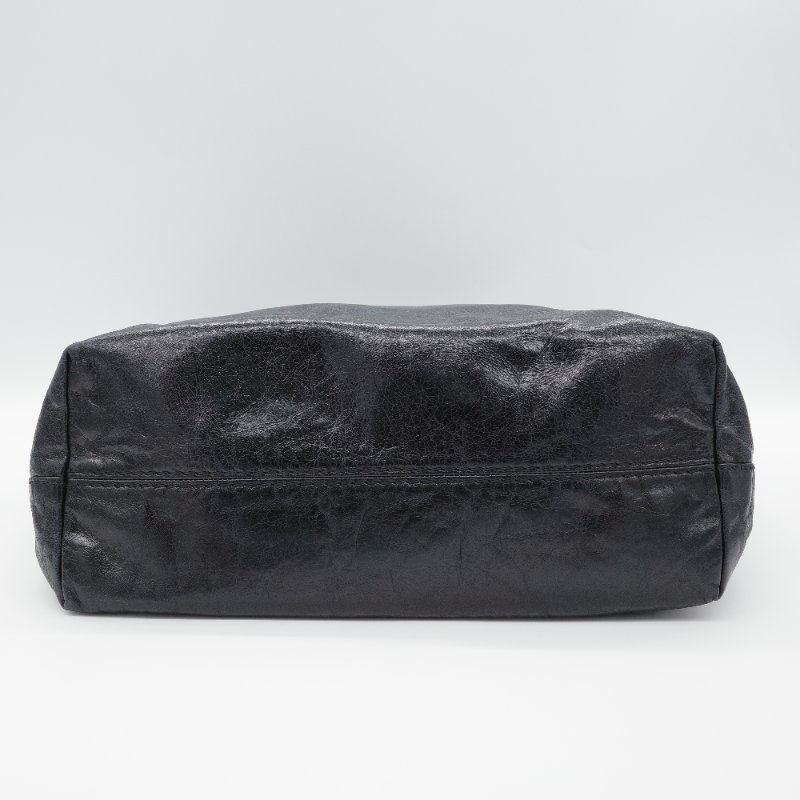 Prada 普拉達 復古 黑色 皺褶 牛皮 托特包 單肩包 斜背包 手提包-4