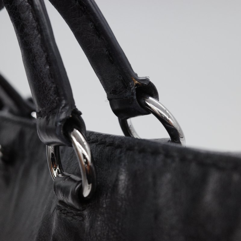 Prada 普拉達 復古 黑色 皺褶 牛皮 托特包 單肩包 斜背包 手提包-8